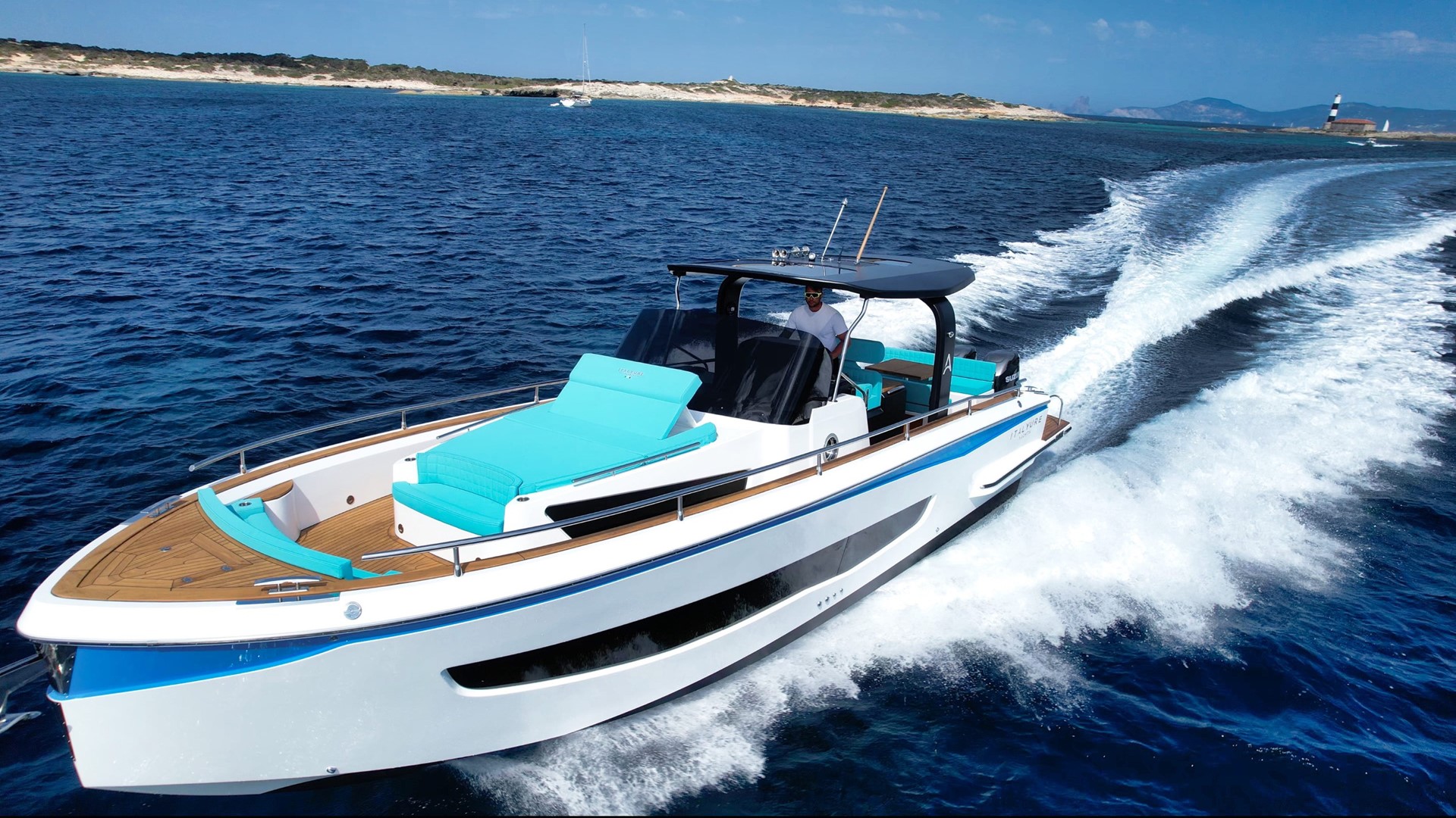 Yacht Charter Ibiza CRAM Italyure 40 Sailing Air view